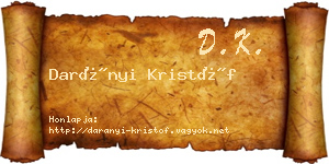 Darányi Kristóf névjegykártya